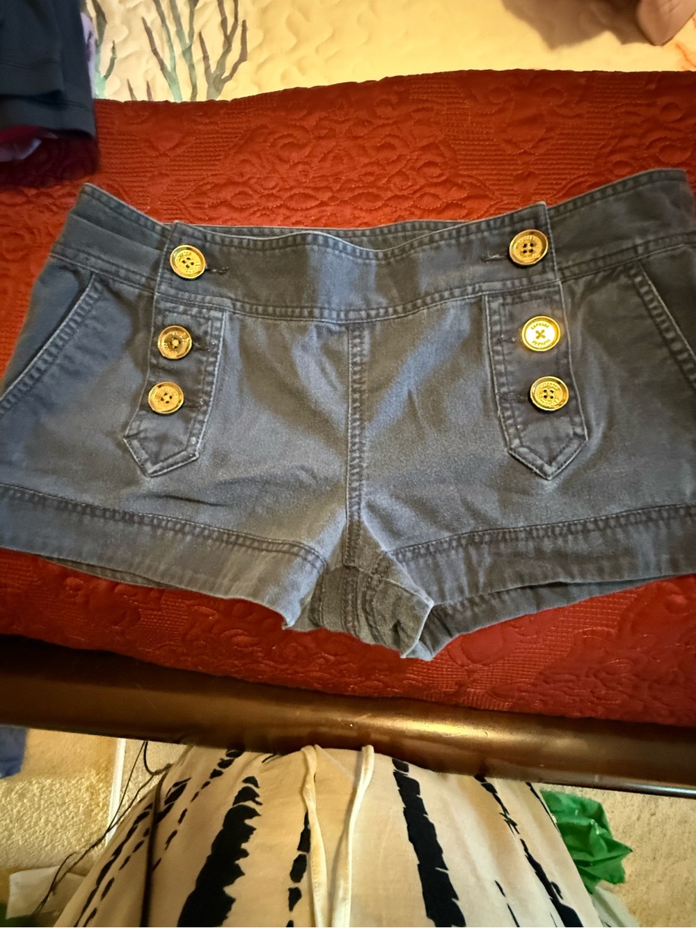 Express Blue Denim Button-Front Jean Shorts